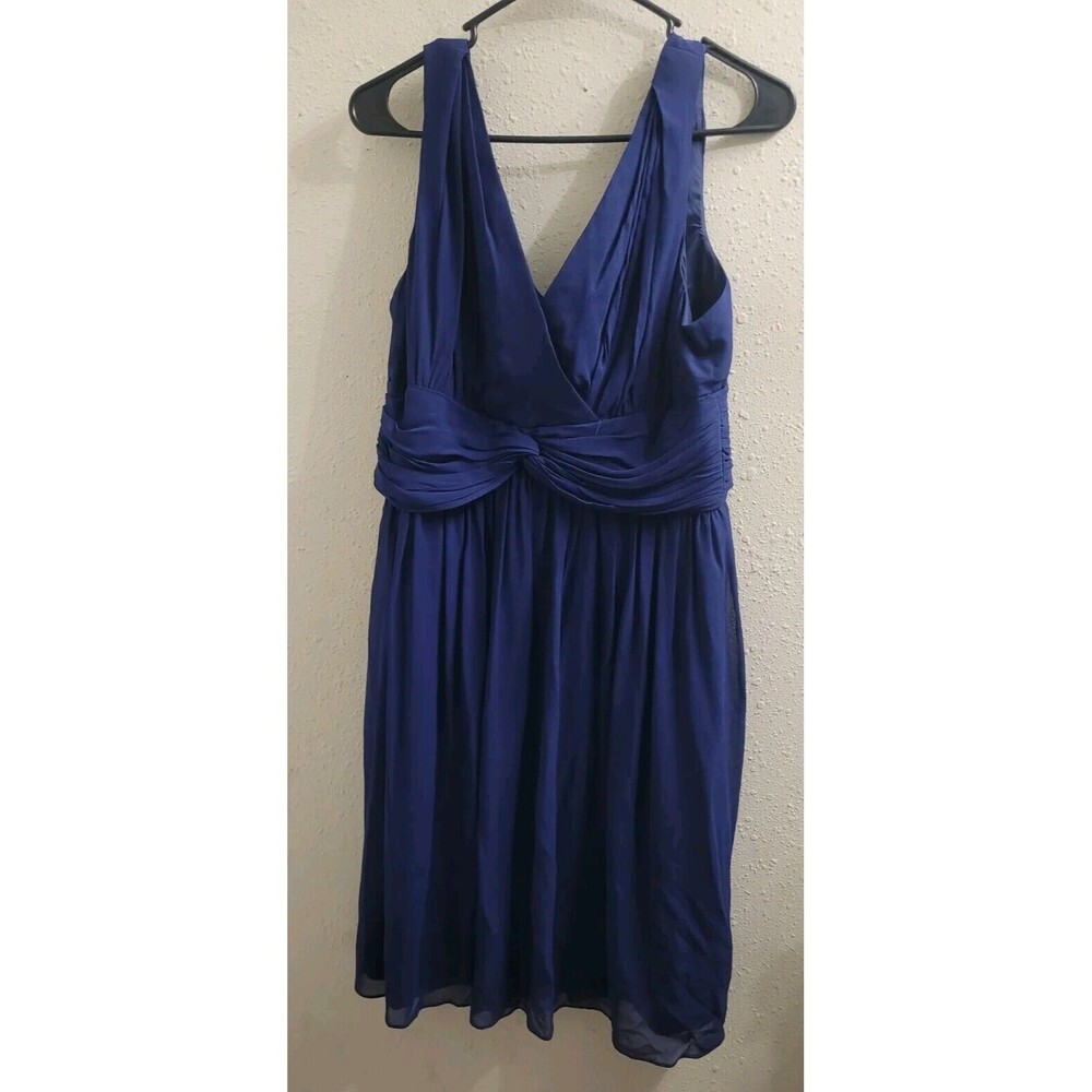 Donna Morgan Sleeveless Silk Blue Mini Dress Sz 14 NWT